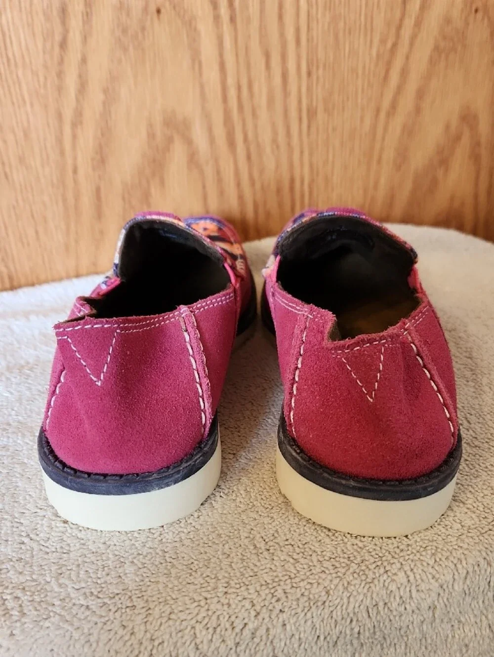 Ariat Pink Suede Floral Slip-On Moccasins